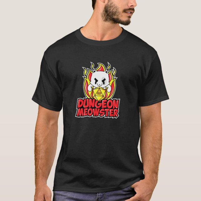 Dungeon Meowster  Fantasy Rpg Dm Cat  Board Game T-Shirt (Front)