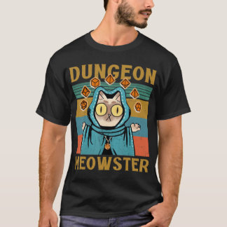 Dungeon Meowster Funny Nerdy Gamer Cat Vintage Gam T-Shirt