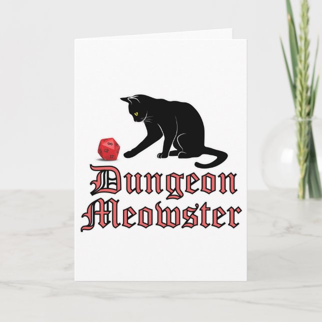Dungeon Meowster Funny RPG Cat with Dice Card (Front)