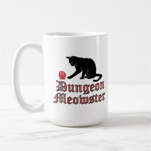 Dungeon Meowster Funny RPG Cat with Dice Coffee Mug
