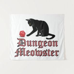 Dungeon Meowster Funny RPG Cat with Dice Tapestry