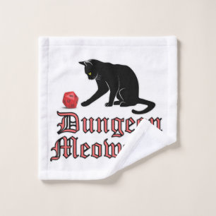 Dungeon Meowster Funny RPG Cat with Dice Wash Cloth