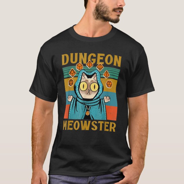 Dungeon Warriors Meowster RPG Tabletop Gaming DM R T-Shirt (Front)