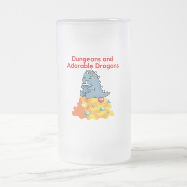 Dungeons and Adorable Dragons  Frosted Glass Beer  Mug (Center)
