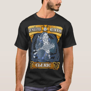 Dungeons and Cats Cleric Kitten Cat Dice Nerd RPG T-Shirt