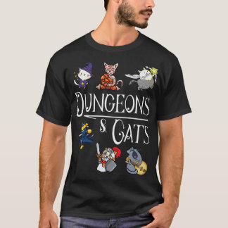 Dungeons and Cats Funny Dragon Cat Kitten Lover Ki T-Shirt