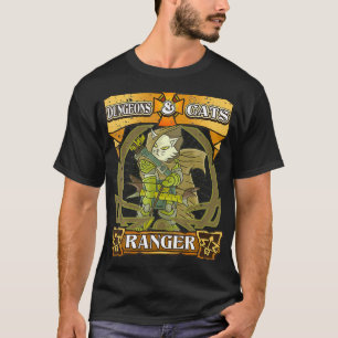 Dungeons and Cats Ranger Kitten Cat D20 Dice RPG G T-Shirt