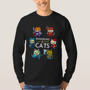 Dungeons And Cats Rpg D20 Dice Nerdy Fantasy Gamer T-Shirt