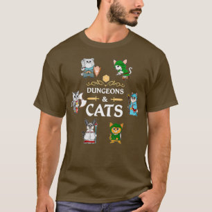 Dungeons and Cats RPG D20 Fantasy Roleplaying T-Shirt