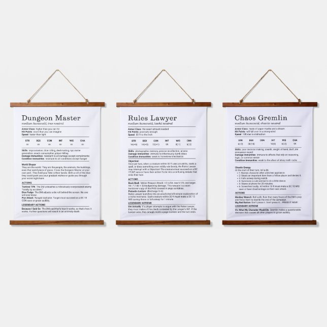 Dungeons and Dragons Archetype Trio Hanging Tapestry (Triple)