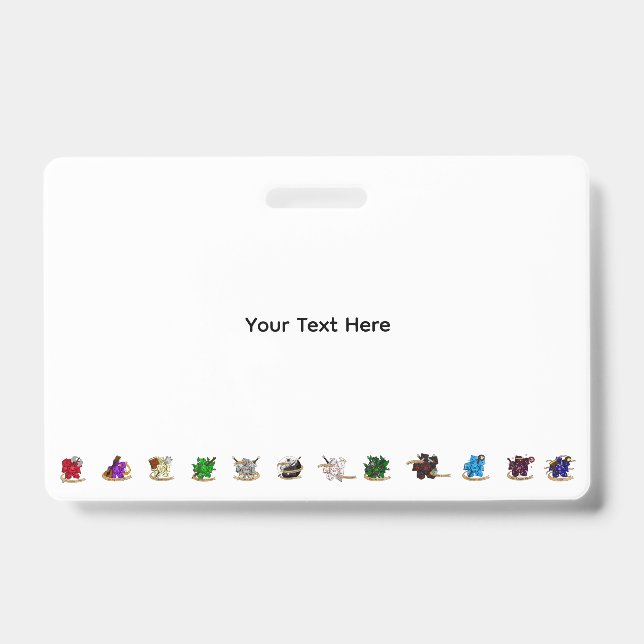 Dungeons and Dragons Class Dice Designs ID Badge (Front)