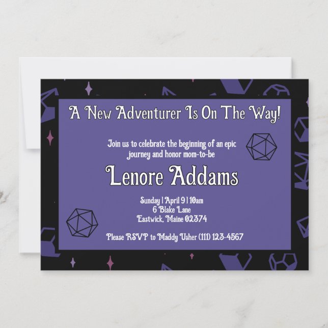 Dungeons & Dragons Baby Shower Fantasy RPG Invitation (Front)