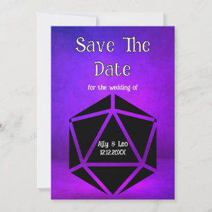Dungeons & Dragons Wedding D20 Dice Save The Date Invitation