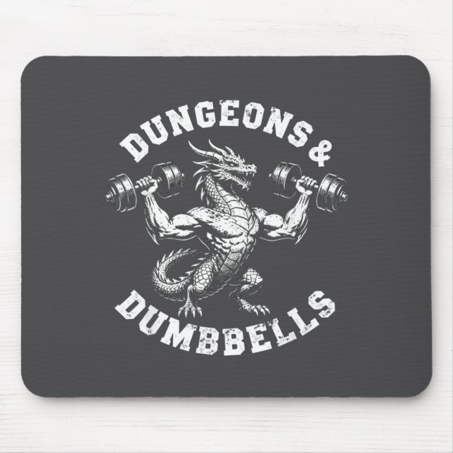 Dungeons Dumbbells Gym Workout Fantasy Artwork Mouse Mat (Front)