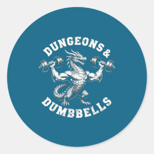 Dungeons Dumbbells Gym Workout Fantasy Classic Round Sticker