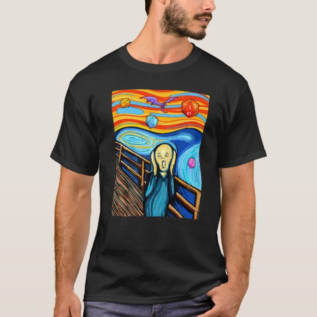 Dungeons  Munch's The Scream D20 T  Dragons T-Shirt (Front)