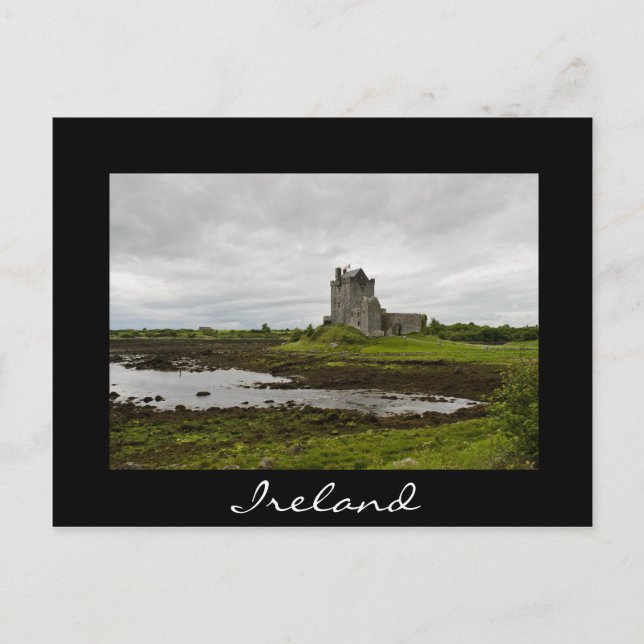 Dunguaire castle, Ireland black text postcard (Front)