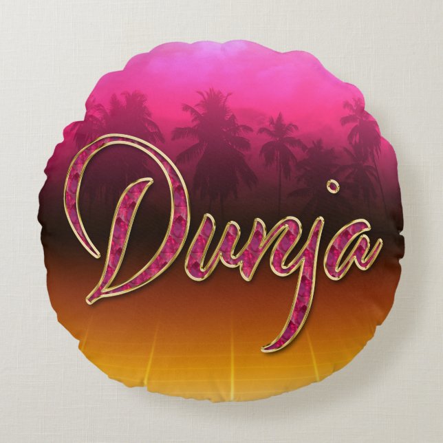 Dunja First name Golden pink cushions (Front)
