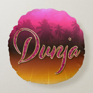 Dunja Vorname Name golden pink Kissen Round Cushion