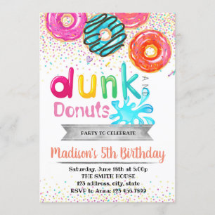 Dunk and doughnuts party invitation