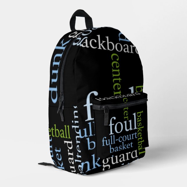 Dunk into Fashion: Basketball Accessory Printed  Printed Backpack (Back Corner Left)