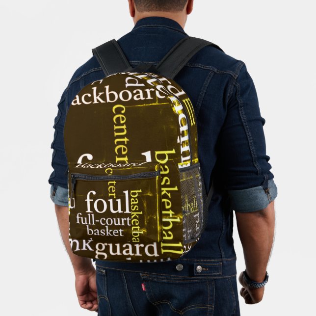 Dunk into Fashion: Basketball Accessory Printed  Printed Backpack (Insitu (Model))