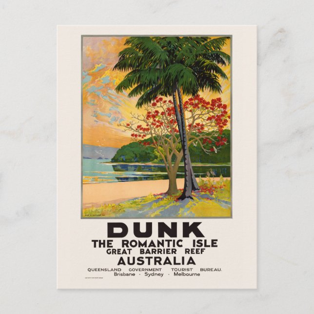 Dunk The Romantic Isle Vintage Poster 1935 Postcard (Front)