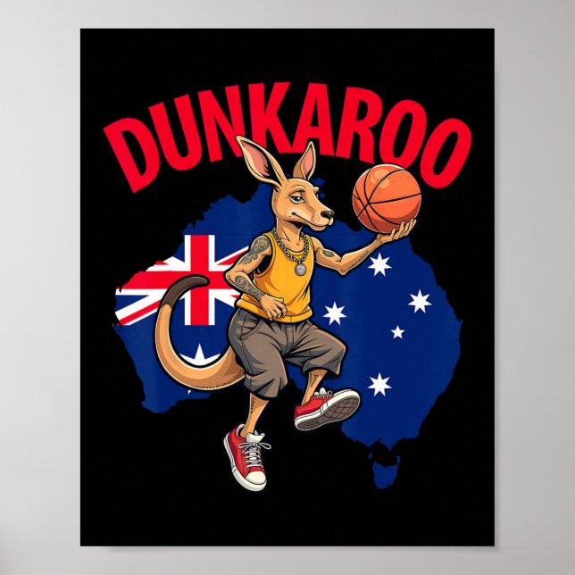 Dunkaroo Funny Kangaroo Sketll Player Australian S Poster (Front)