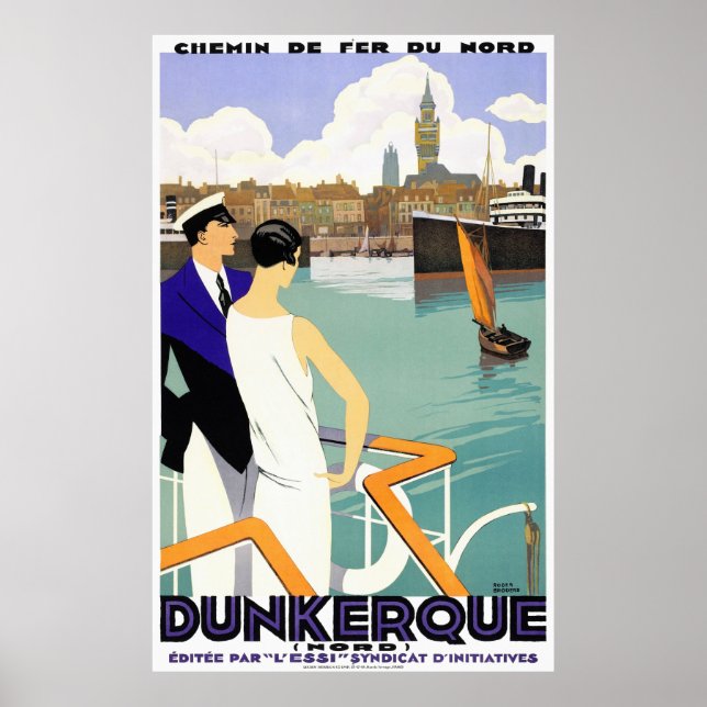 Dunkerque France Vintage Travel Poster Restored (Front)