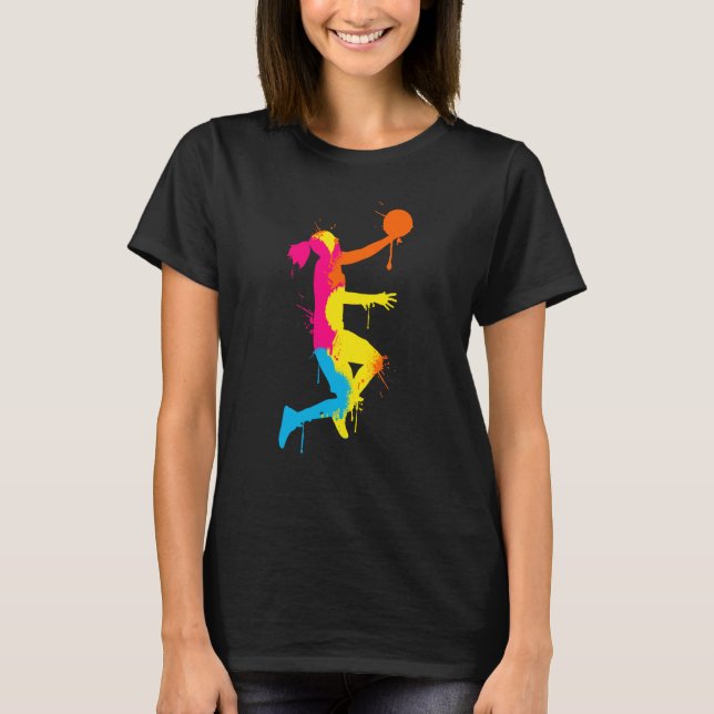 Dunking basketball player basket basketball player T-Shirt (Front)