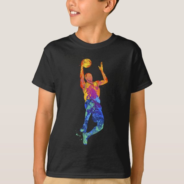 Dunking Basketball Player Basketball Graphic  T-Shirt (Front)