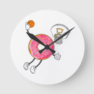 Dunking Doughnut Hole Food Champ Round Clock