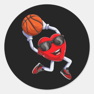 Dunking Heart Sketll Shirt Classic Round Sticker