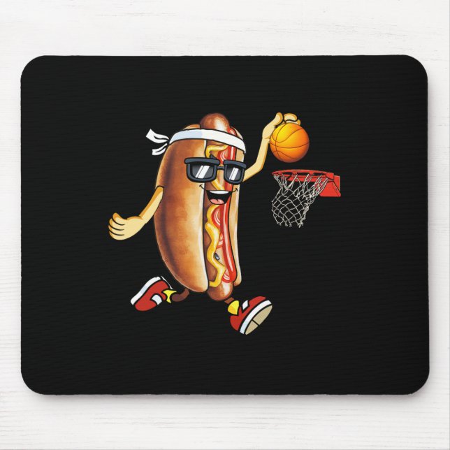 Dunking Hotdog In Bread Roll Playing Basketball Sp Mouse Mat (Front)