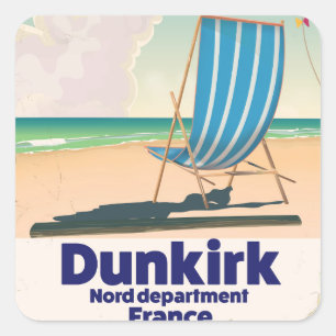 Dunkirk Beach travel poster Square Sticker