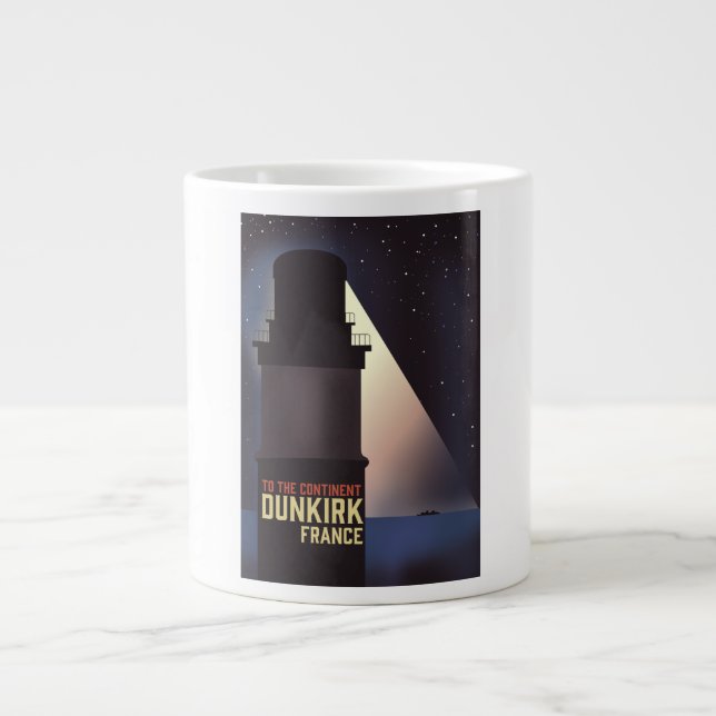 Dunkirk Lighthouse travel poster. Large Coffee Mug (Front)
