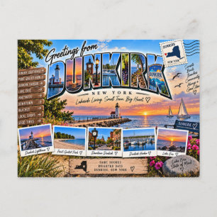 Dunkirk New York Greetings Postcard