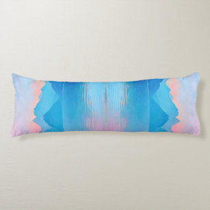 “Dunlach” Wide Pink and Blue Landscape Seascape B Body Cushion