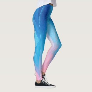“Dunlach”  Wide Pink and Blue Landscape Seascape B Leggings