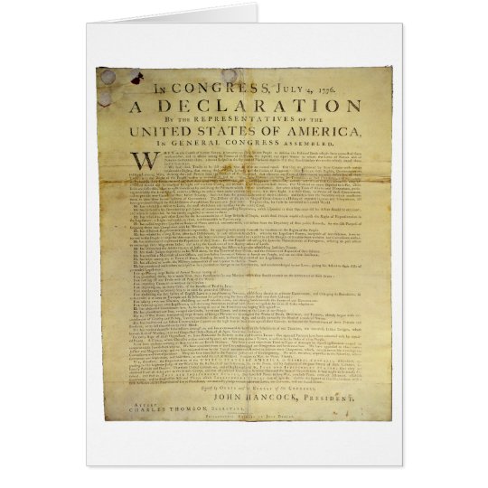 Dunlap Broadside Declaration of Independence 1774 Card