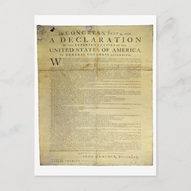 Dunlap Broadside Declaration of Independence 1774 Postcard (Front)