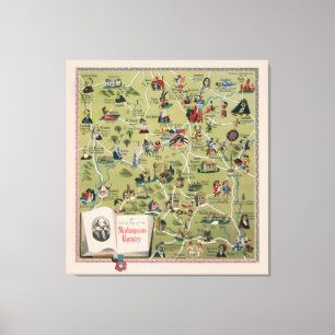 Dunlop Map of Shakespeare Country, England Canvas Print