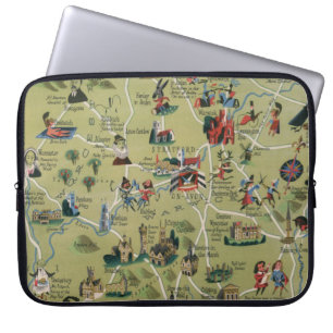 Dunlop Map of Shakespeare Country, England Laptop Sleeve