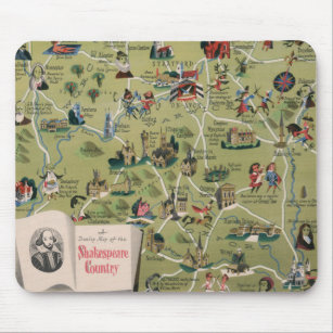 Dunlop Map of Shakespeare Country, England Mouse Mat
