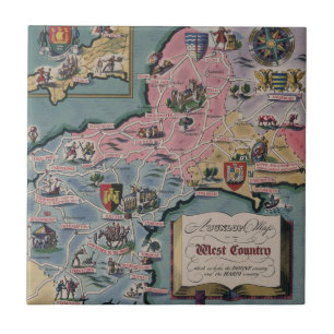Dunlop Map of the West Country, England Tile