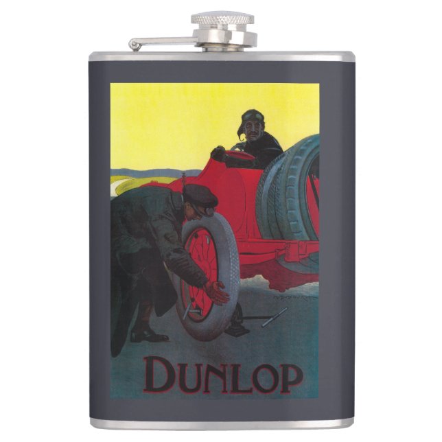 Dunlop Vintage PosterEurope Hip Flask (Front)