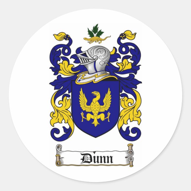 DUNN FAMILY CREST -  DUNN COAT OF ARMS CLASSIC ROUND STICKER (Front)