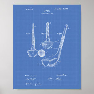 Dunn Golf Club 1900 Patent Art - Blueprint Poster