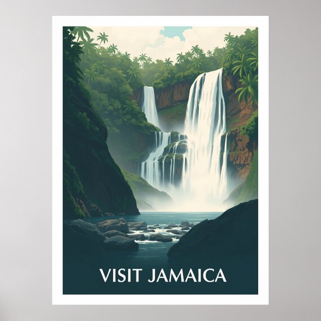 Dunn’s River Falls, Jamaica vintage illustration Poster (Front)