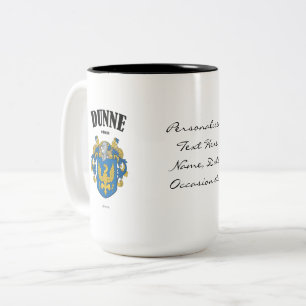 Dunne Family Crest, Translation & Meaning Two-Tone Coffee Mug